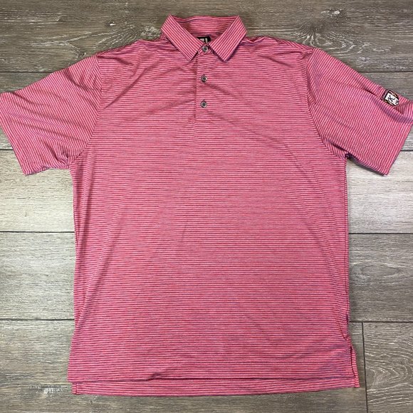 FootJoy Mens Golf Polo Pink Blue Stripes Kenwood Country Club Large L - Picture 2 of 8